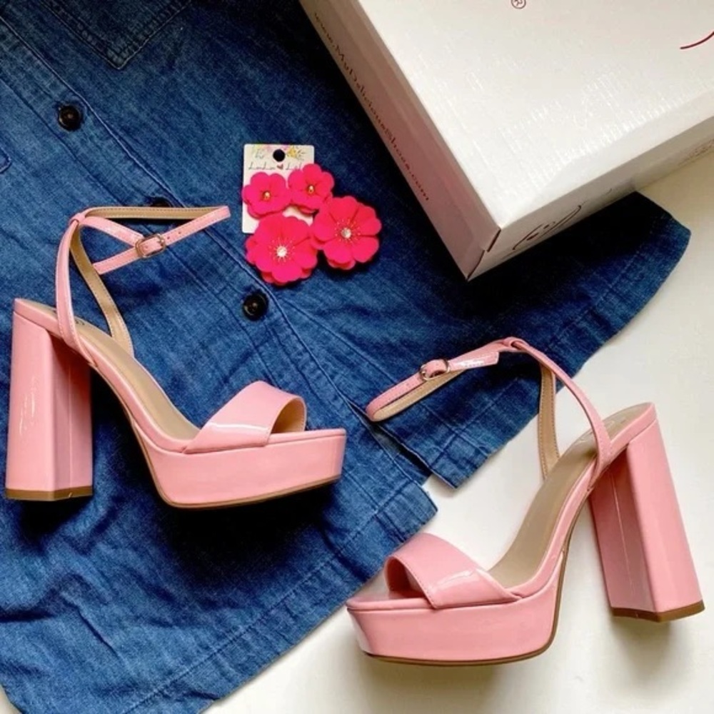 pink patent heels